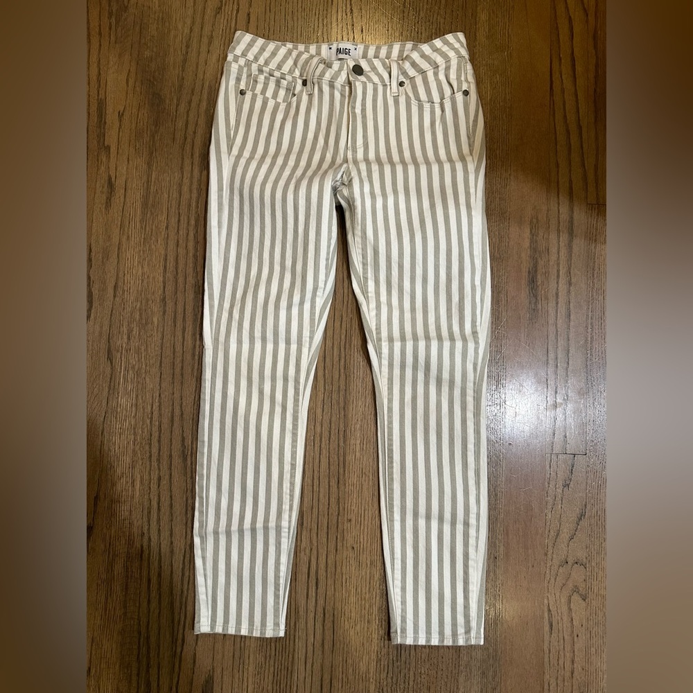 Paige Jeans-Verdugo Ankle-Desert Khaki Stripes-Size 28 - Picture 2 of 10